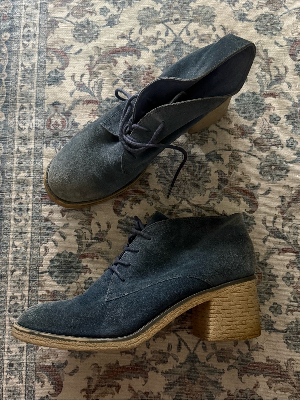 Topshop Navy Suede Lace-Up Ankle Booties